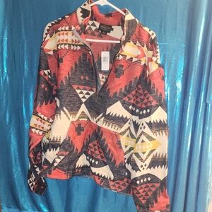 Pendleton Red and Black Geometric Quarter-Zip